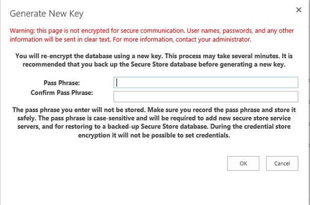 Enter the Pass Phrase in share point
